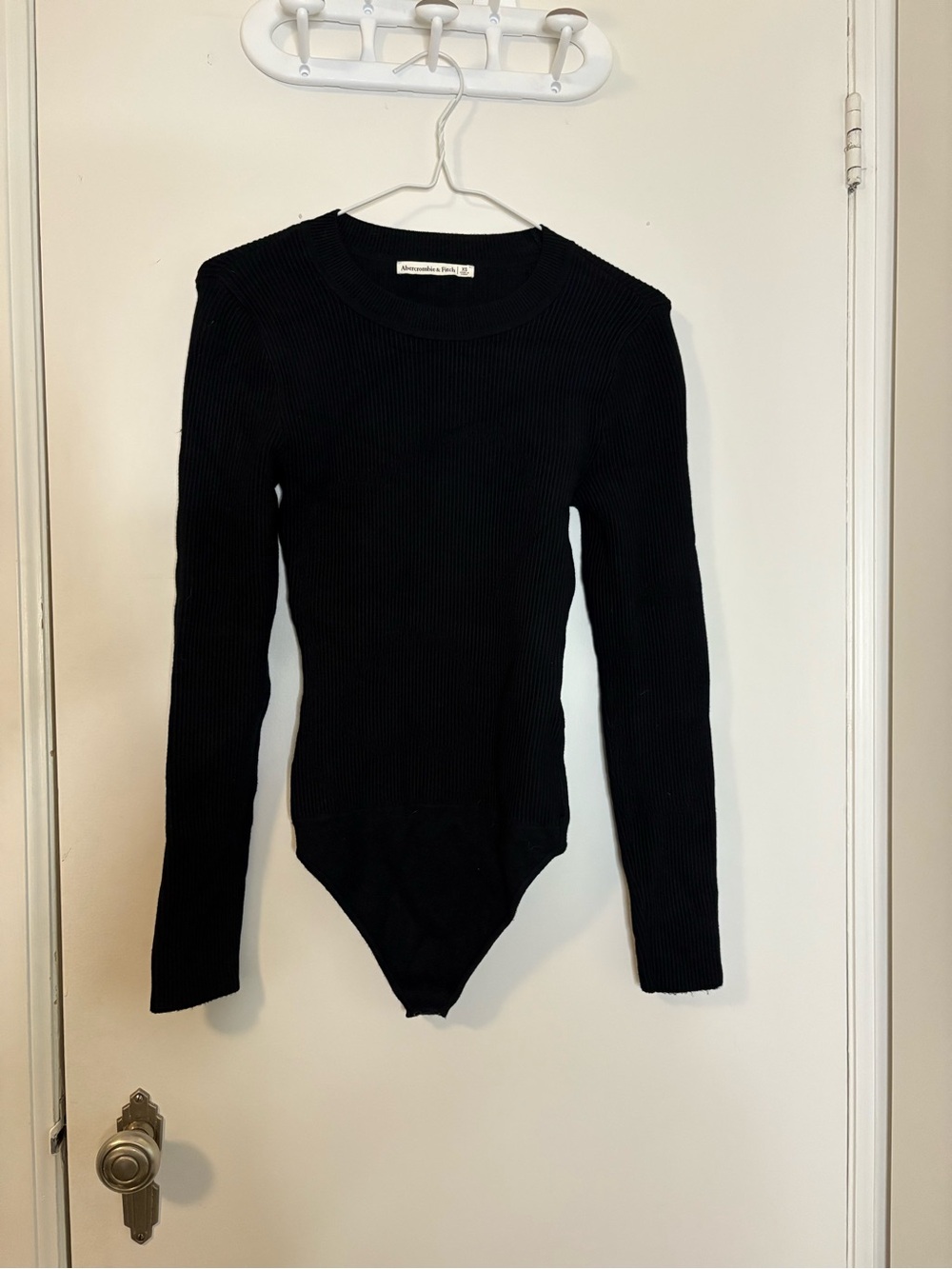Abercrombie & Fitch Black Ribbed Long-Sleeve Bodysuit